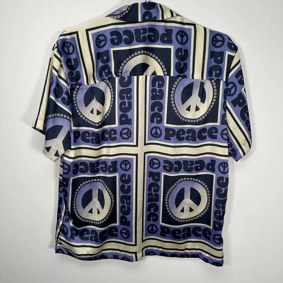 Urban Outfitters Peace Sign Bowling Button Down Large - Picture 2 of 5